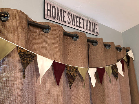 Pennant Bunting - Christmas Burgundy Paisley